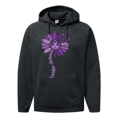 Sunflower Ribbons Overdose Awareness Performance Fleece Hoodie