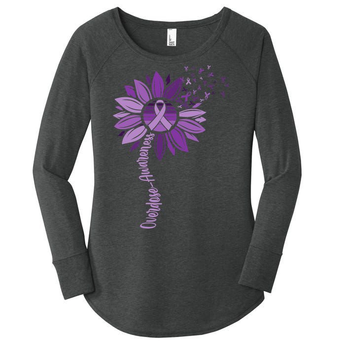 Sunflower Ribbons Overdose Awareness Women's Perfect Tri Tunic Long Sleeve Shirt