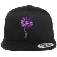 Sunflower Ribbons Overdose Awareness Flat Bill Trucker Hat