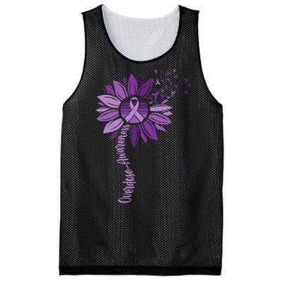 Sunflower Ribbons Overdose Awareness Mesh Reversible Basketball Jersey Tank