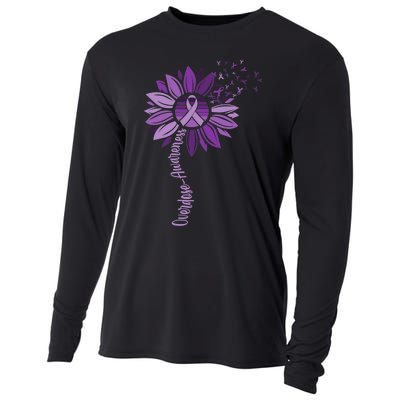 Sunflower Ribbons Overdose Awareness Cooling Performance Long Sleeve Crew