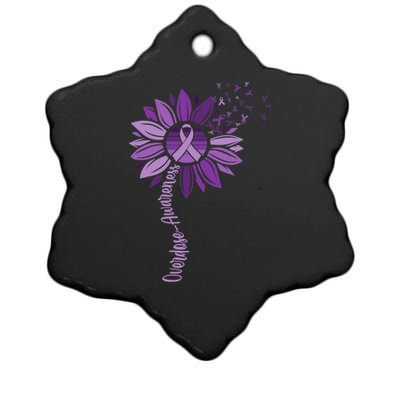 Sunflower Ribbons Overdose Awareness Ceramic Star Ornament