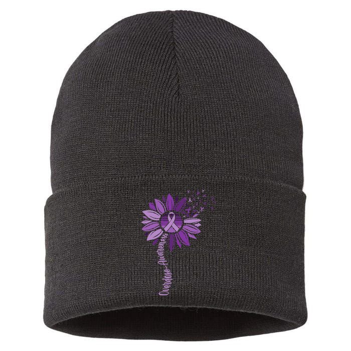 Sunflower Ribbons Overdose Awareness Sustainable Knit Beanie