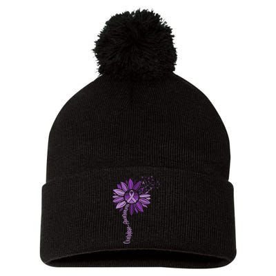 Sunflower Ribbons Overdose Awareness Pom Pom 12in Knit Beanie