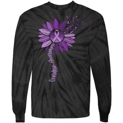 Sunflower Ribbons Overdose Awareness Tie-Dye Long Sleeve Shirt