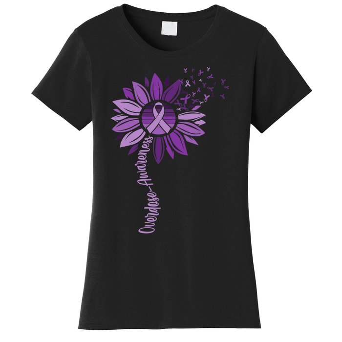 Sunflower Ribbons Overdose Awareness Women's T-Shirt