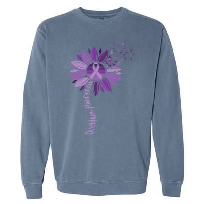 Sunflower Ribbons Overdose Awareness Garment-Dyed Sweatshirt