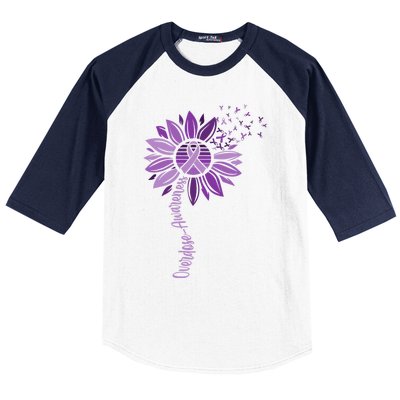 Sunflower Ribbons Overdose Awareness Baseball Sleeve Shirt