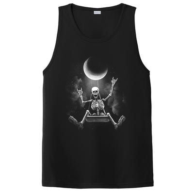 Skeleton Rock On Moon Spooky Halloween Rock Bands Concerts Gift PosiCharge Competitor Tank