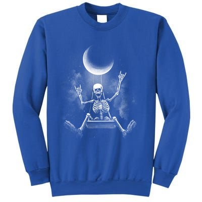 Skeleton Rock On Moon Spooky Halloween Rock Bands Concerts Gift Sweatshirt