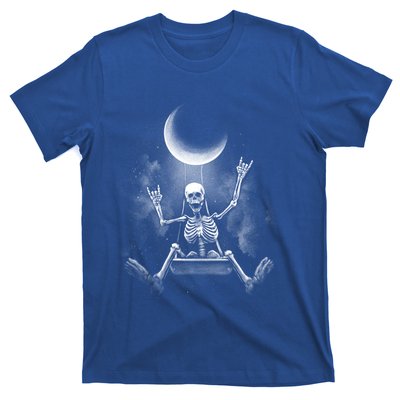 Skeleton Rock On Moon Spooky Halloween Rock Bands Concerts Gift T-Shirt