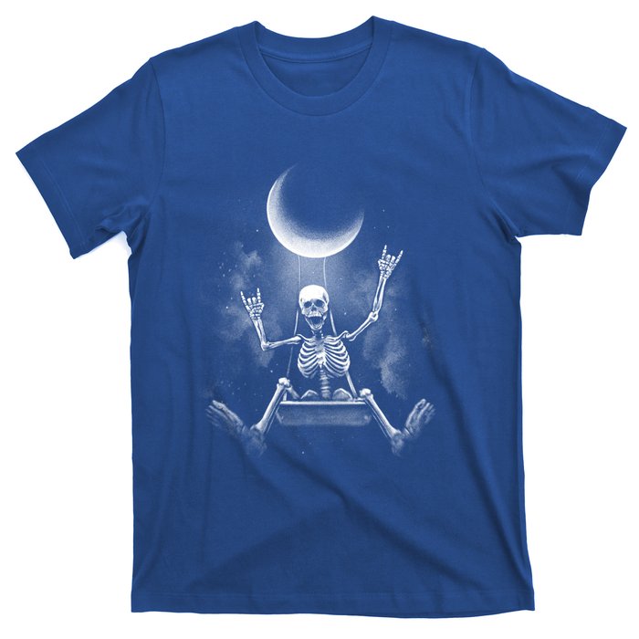 Skeleton Rock On Moon Spooky Halloween Rock Bands Concerts Gift T-Shirt