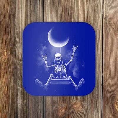 Skeleton Rock On Moon Spooky Halloween Rock Bands Concerts Gift Coaster