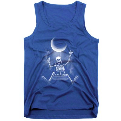 Skeleton Rock On Moon Spooky Halloween Rock Bands Concerts Gift Tank Top