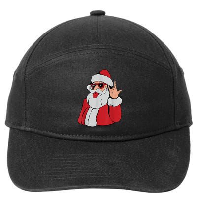 Santa Rock On Hand Christmas Pajama Cool Xcute Giftmas Rocker Funny Gift 7-Panel Snapback Hat