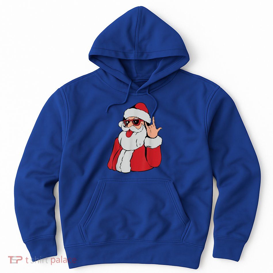 Santa Rock On Hand Christmas Pajama Cool Xcute Giftmas Rocker Funny Gift Hoodie