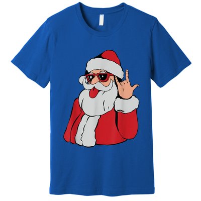 Santa Rock On Hand Christmas Pajama Cool Xcute Giftmas Rocker Funny Gift Premium T-Shirt