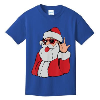 Santa Rock On Hand Christmas Pajama Cool Xcute Giftmas Rocker Funny Gift Kids T-Shirt