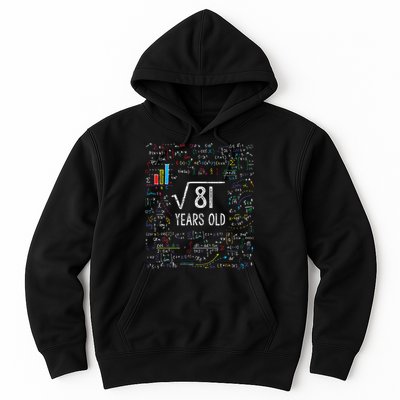 Square Root Of 81 9th Birthday 9 Year Old Gifts Math Bday Hoodie