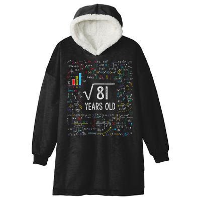 Square Root Of 81 9th Birthday 9 Year Old Gifts Math Bday Hooded Wearable Blanket