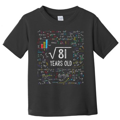 Square Root Of 81 9th Birthday 9 Year Old Gifts Math Bday Toddler T-Shirt