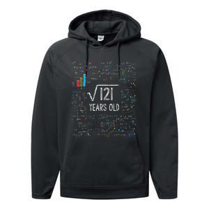 Square Root Of 121 11th Birthday 11 Year Old Gifts Math Bday Performance Fleece Hoodie