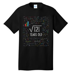 Square Root Of 121 11th Birthday 11 Year Old Gifts Math Bday Tall T-Shirt