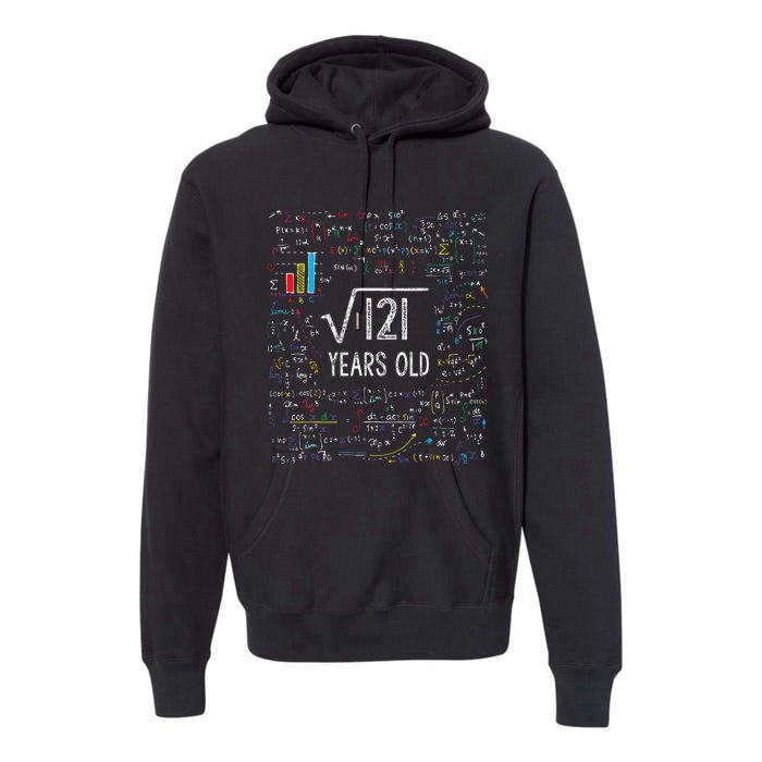 Square Root Of 121 11th Birthday 11 Year Old Gifts Math Bday Premium Hoodie