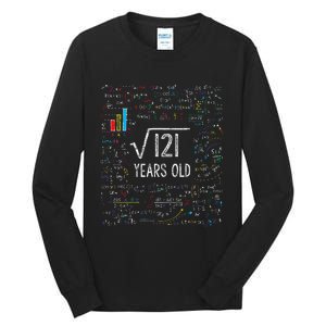 Square Root Of 121 11th Birthday 11 Year Old Gifts Math Bday Tall Long Sleeve T-Shirt