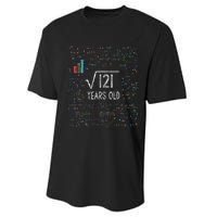 Square Root Of 121 11th Birthday 11 Year Old Gifts Math Bday Performance Sprint T-Shirt