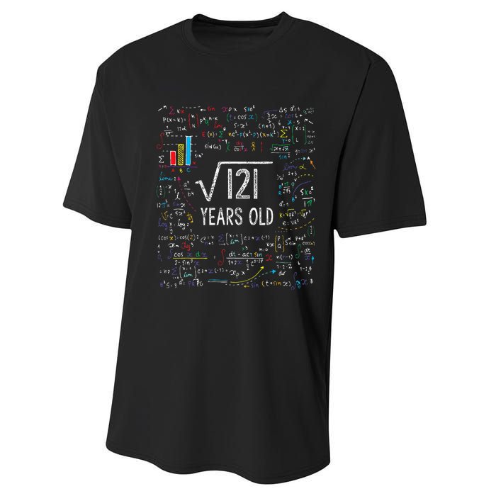 Square Root Of 121 11th Birthday 11 Year Old Gifts Math Bday Performance Sprint T-Shirt