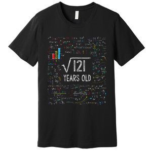 Square Root Of 121 11th Birthday 11 Year Old Gifts Math Bday Premium T-Shirt