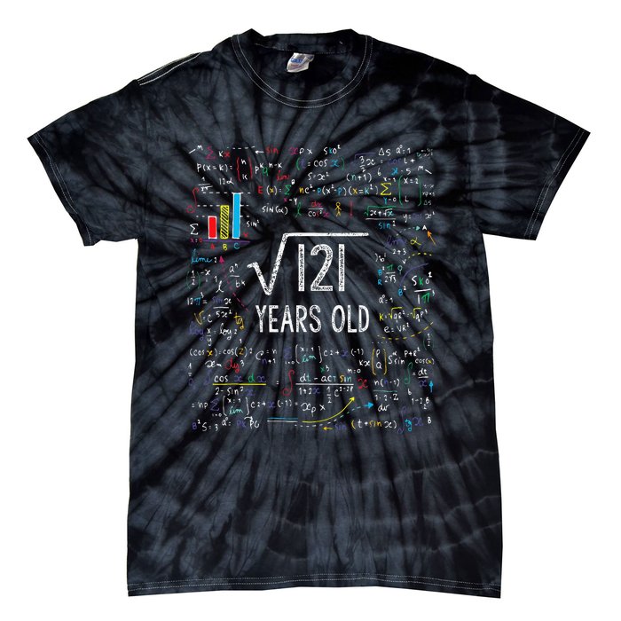 Square Root Of 121 11th Birthday 11 Year Old Gifts Math Bday Tie-Dye T-Shirt