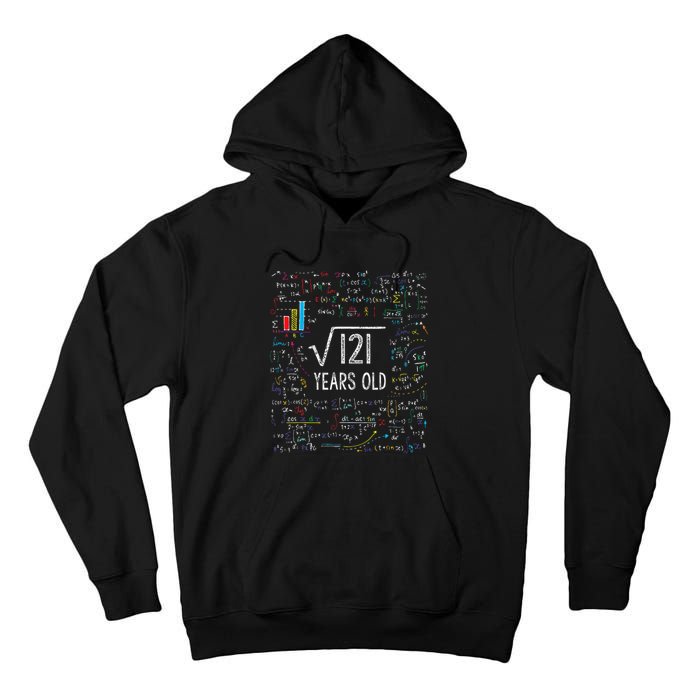 Square Root Of 121 11th Birthday 11 Year Old Gifts Math Bday Tall Hoodie