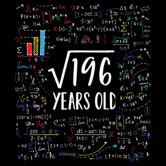 Square Root Of 196 14th Birthday 14 Year Old Gifts Math Bday Apron