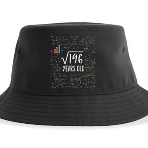 Square Root Of 196 14th Birthday 14 Year Old Gifts Math Bday Sustainable Bucket Hat