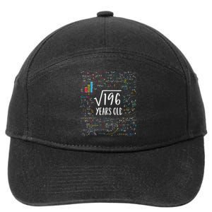 Square Root Of 196 14th Birthday 14 Year Old Gifts Math Bday 7-Panel Snapback Hat