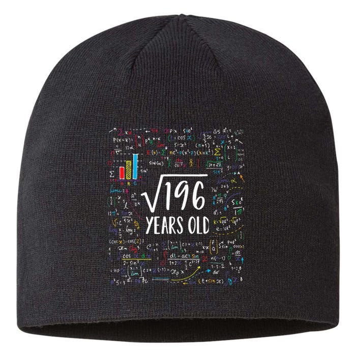 Square Root Of 196 14th Birthday 14 Year Old Gifts Math Bday Sustainable Beanie