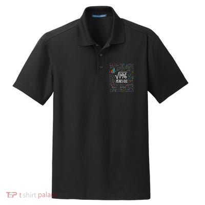 Square Root Of 196 14th Birthday 14 Year Old Gifts Math Bday Dry Zone Grid Polo