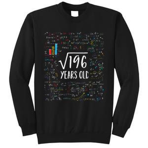 Square Root Of 196 14th Birthday 14 Year Old Gifts Math Bday Tall Sweatshirt