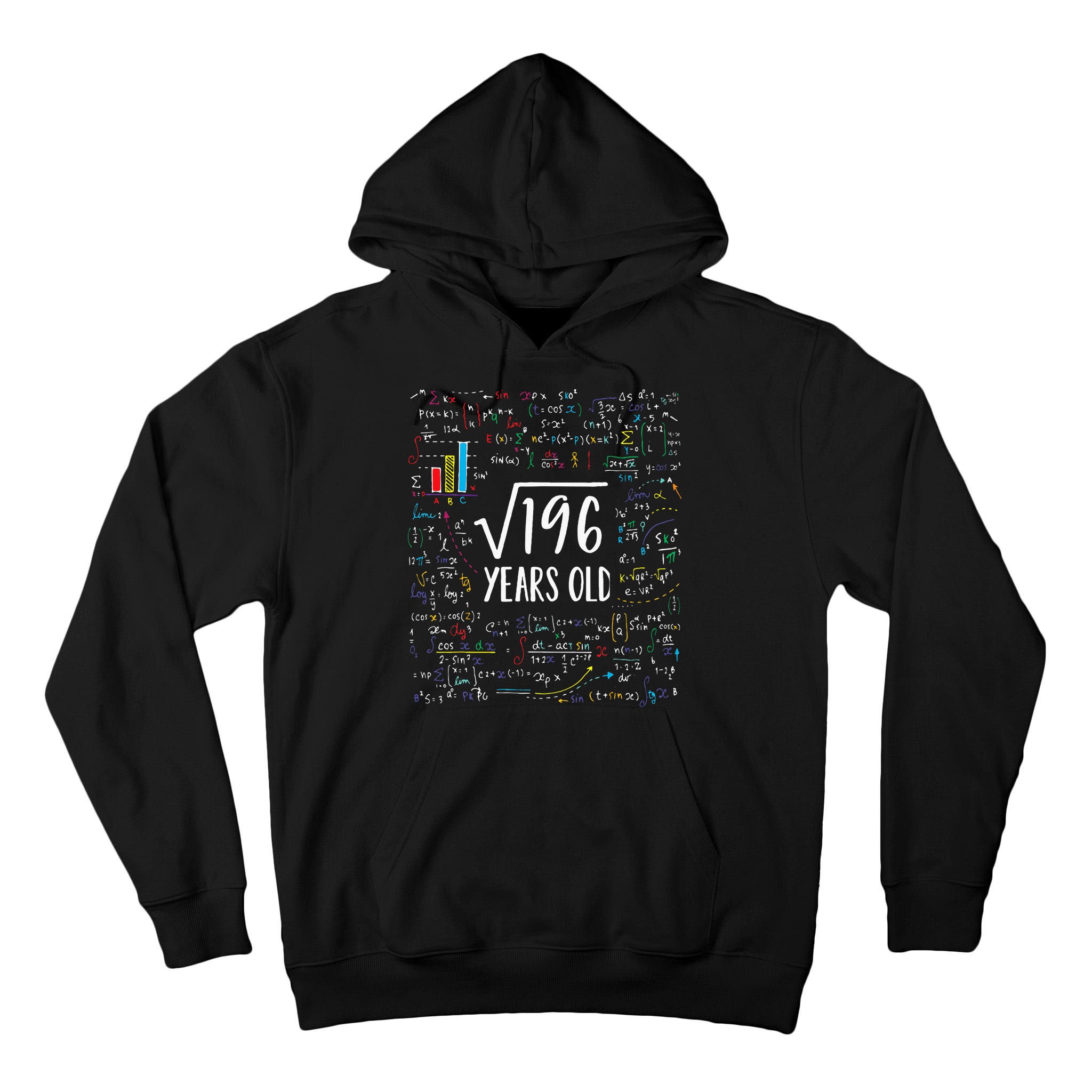 Square Root Of 196 14th Birthday 14 Year Old Gifts Math Bday Tall Hoodie