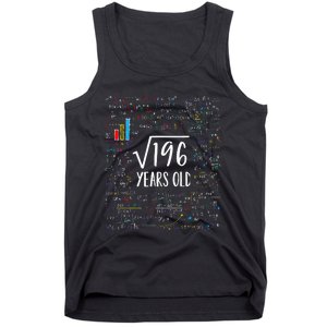 Square Root Of 196 14th Birthday 14 Year Old Gifts Math Bday Tank Top