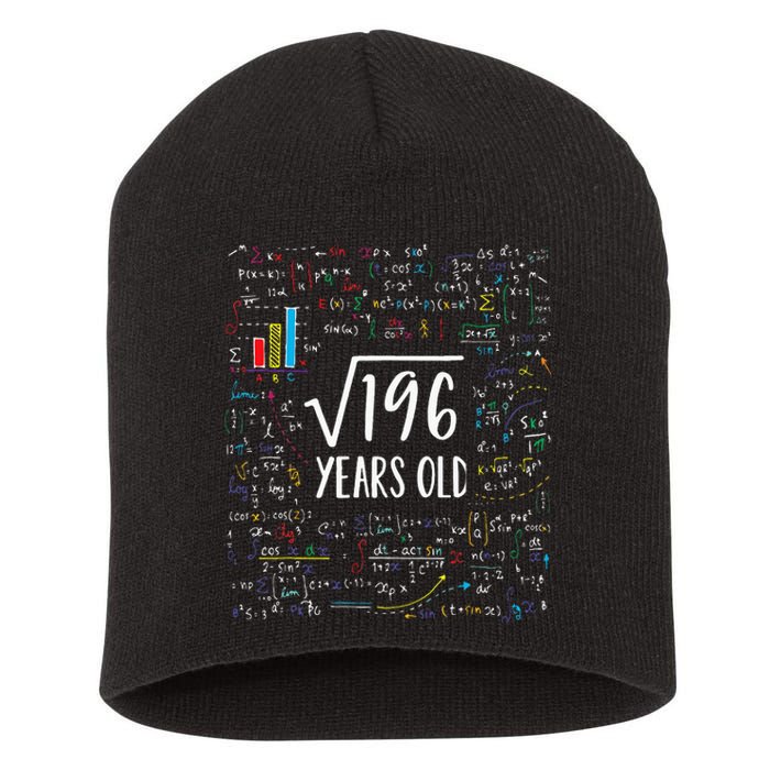 Square Root Of 196 14th Birthday 14 Year Old Gifts Math Bday Short Acrylic Beanie