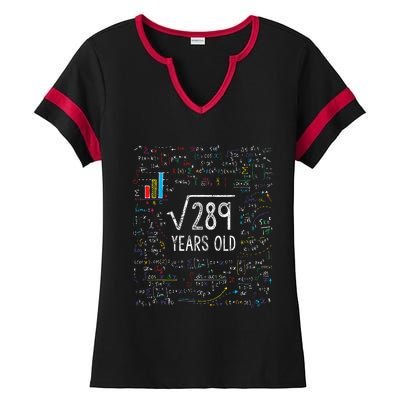 Square Root Of 289 17th Birthday 17 Year Old Gifts Math Bday Ladies Halftime Notch Neck Tee