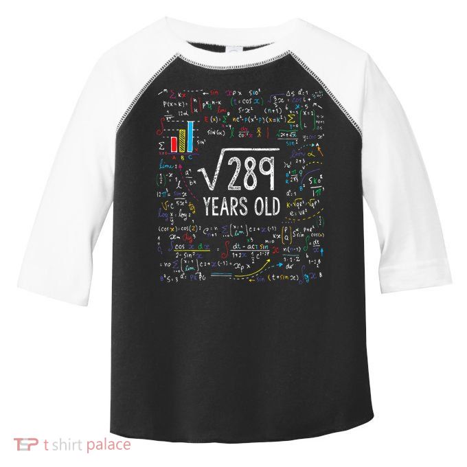Square Root Of 289 17th Birthday 17 Year Old Gifts Math Bday Toddler Fine Jersey T-Shirt