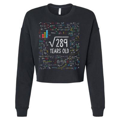 Square Root Of 289 17th Birthday 17 Year Old Gifts Math Bday Cropped Pullover Crew