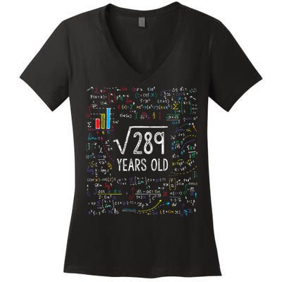 Square Root Of 289 17th Birthday 17 Year Old Gifts Math Bday Women's V-Neck T-Shirt