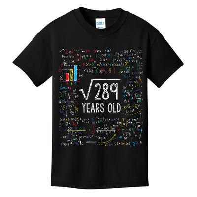 Square Root Of 289 17th Birthday 17 Year Old Gifts Math Bday Kids T-Shirt