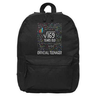 Square Root Of 169 13 Years Old Nager Birthday 16 in Basic Backpack