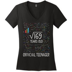 Square Root Of 169 13 Years Old Nager Birthday Women's V-Neck T-Shirt